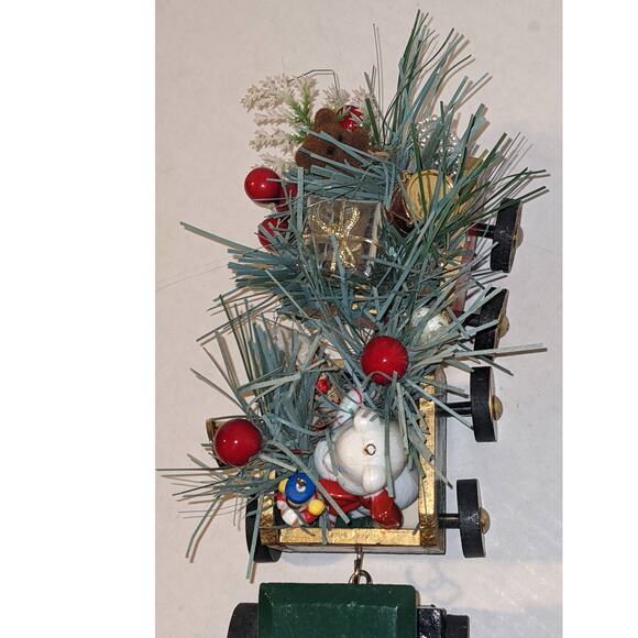 Vintage Wooden Christmas Train Moveable Wheels Detachable Cars Decor Toys Holly - Picture 6 of 10